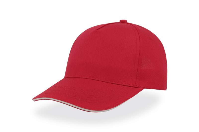 Cappellino con visiera a 5 pannelli Atlantis - Start Five Sandwich rosso