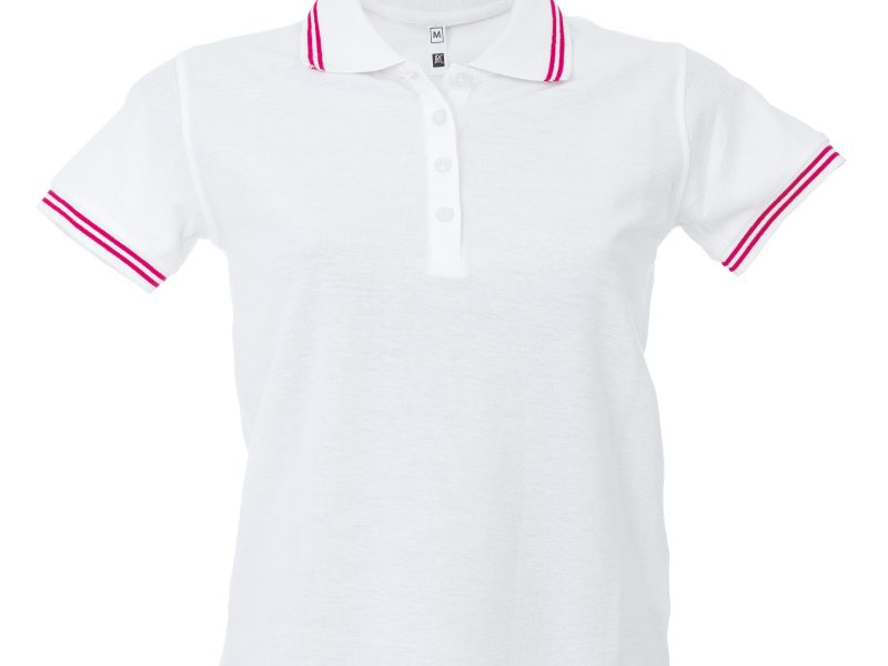 Polo donna personalizzabile bianca fucsia - JRC Paris Lady