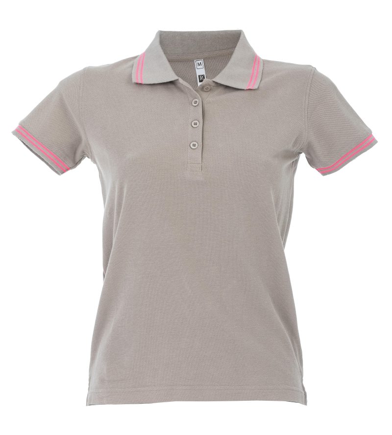 Polo donna personalizzabile grigia fucsia - JRC Paris Lady