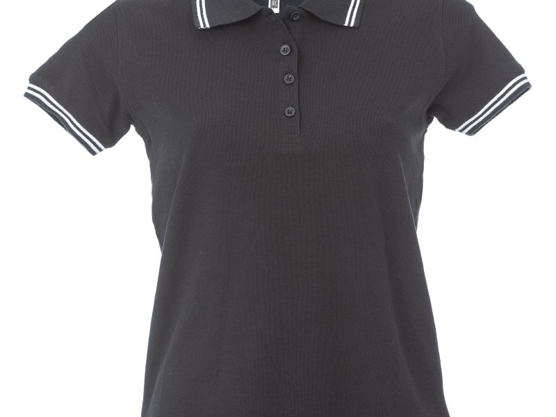 Polo donna personalizzabile nera bianca - JRC Paris Lady