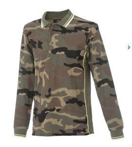 Polo a maniche lunghe personalizzabile camuflage e verde militare - JRC Malta