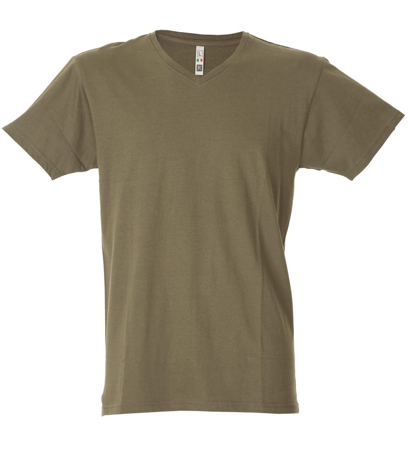 T-shirt collo a V verde militare - JRC Venezuela