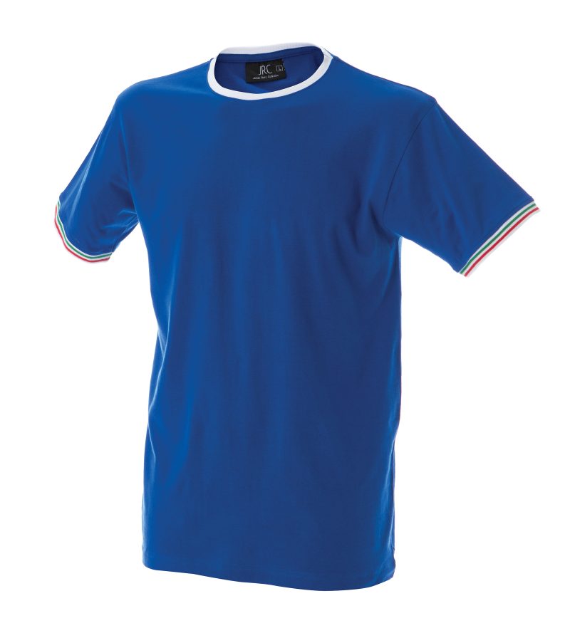 T-shirt blu girocollo con tricolore - JRC Udine