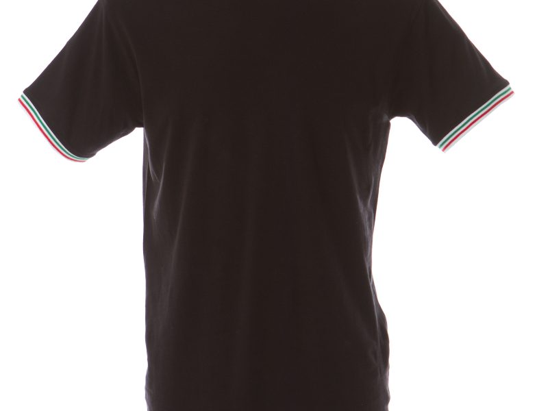 T-shirt nera girocollo con tricolore - JRC Udine