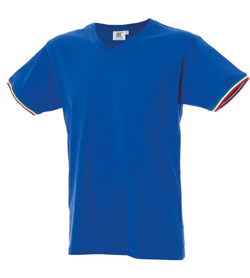 T-shirt scollo a V tricolore blu - JRC Milano