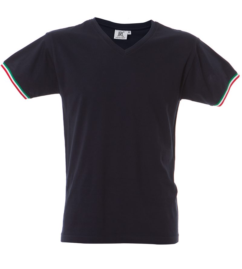 T-shirt scollo a V tricolore navy - JRC Milano